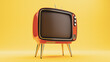 Retro TV blank screen template. Mockup on yellow background - 3d rendering