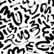 © Anastasiia Hevko - Wavy and swirled brush strokes vector seamless pattern. Black paint freehand scribbles, abstract ink background. Brushstrokes, smears, lines, squiggle pattern. Abstract wallpaper design, textile print