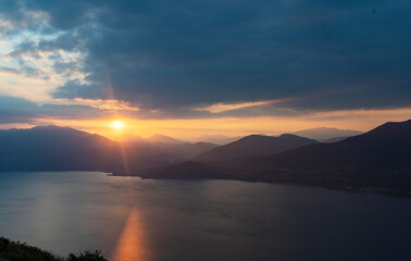 Wall Mural - Glimpse of Lake Maggiore from the viewpoint of Premeno, Italy.