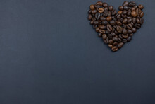 Valentines Heart Made Of Coffee Beans On A Dark Background