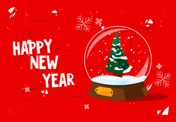 Wall Mural - vector illustration of a christmas glass ball with a christmas tree inside