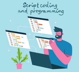 programming and coding, website development, web design.flat design modern vector illustration conce