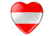 Heart with Austrian flag, 3D rendering