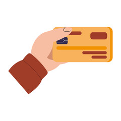 Poster - Hand holding debit card vector design