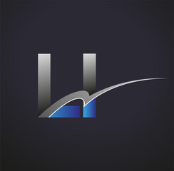 initial letter LI logotype company name colored blue and grey swoosh design. vector logo for business and company identity.