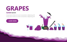 Grape Web Banner. Vector Illustration