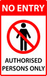 No entry authorised persons only sign eps vector on transparent background PROHIBITION