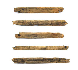 collection log wood on white background