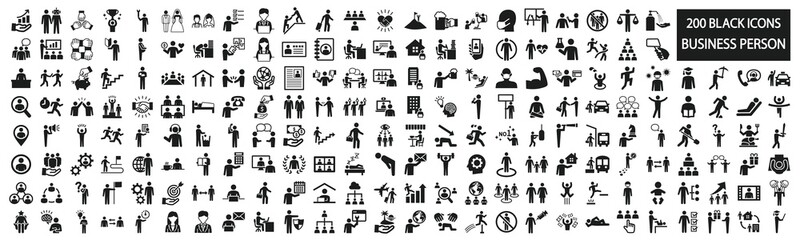 Business person pictogram set for various scenes