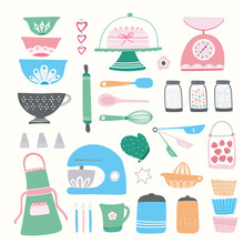 Baking Kitchen Icon Illustration Set.