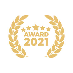 set of gold silhouette film award wreaths. icon laurel wreat