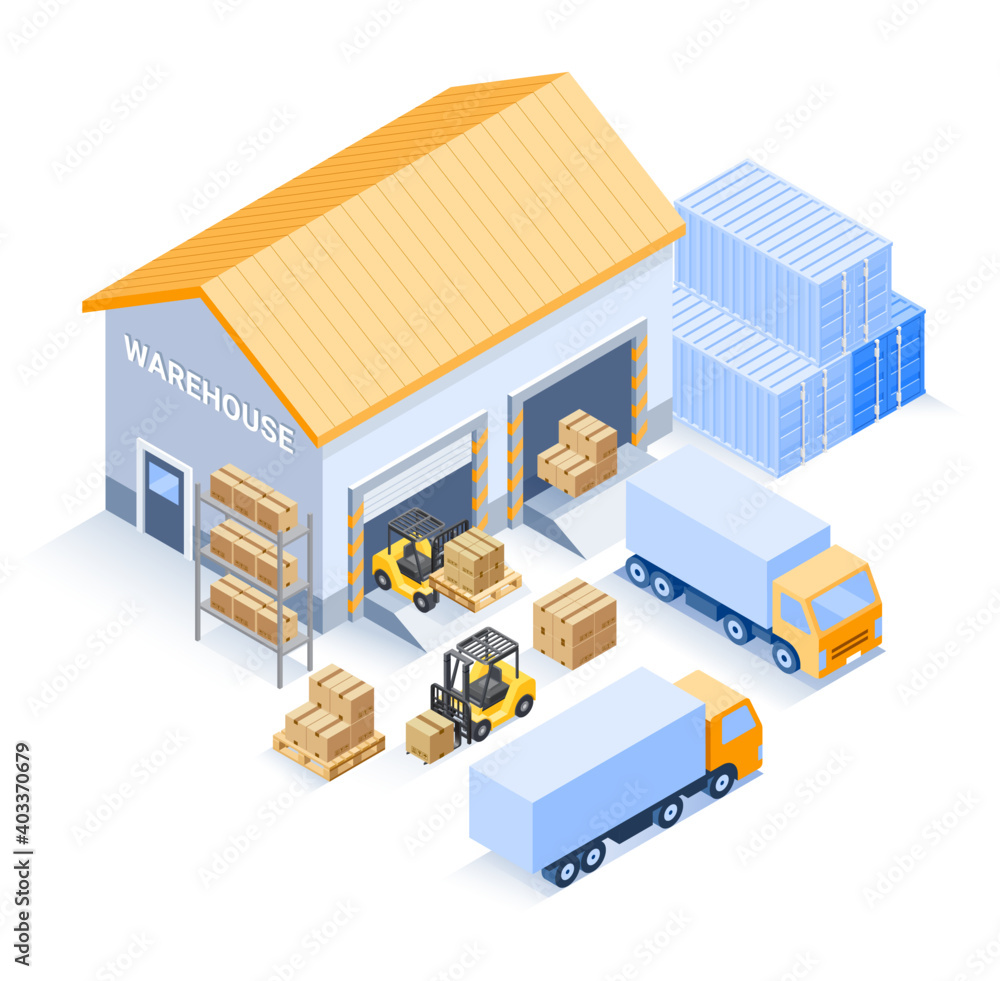 Warehouse industrial isometric Stock Vector | Adobe Stock
