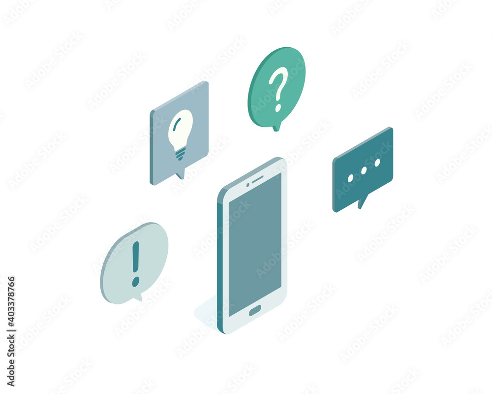 スマートフォンと吹き出しのイラスト スマホ コミュニケーション チャット ワイヤレス ビジネス Wall Mural Yugoro