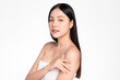 © kitthanes  - Beautiful Young asian Woman with Clean Fresh Skin, on Pink background, Face care, Facial treatment. Cosmetology, beauty and spa. Asian women portrait