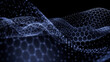 © RocknRoller Studios - Medical Innovation concept. Scientific information represented as a High Tech Futuristic Particle Network. Abstract background. 3D render