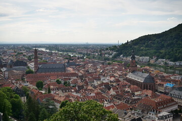 Wall Mural - View from Heidelberg Castle on to the Cityscape of Heidelberg, Germany on a sunny day