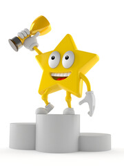 Sticker - Star character holding golden trophy