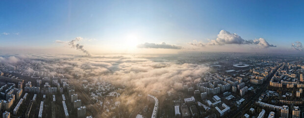 Wall Mural - Panorama of Bucharest from a drone, Romania