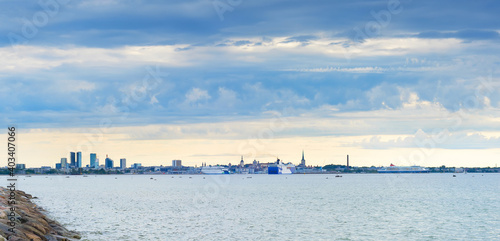 Panorama Tallinn sea harbor...