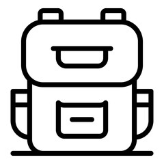 Sticker - School backpack icon. Outline school backpack vector icon for web design isolated on white background