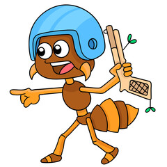 the ant warrior was camouflaged in war clothes, doodle icon image