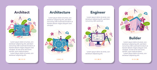 Wall Mural - architecture mobile application banner set. idea of building project