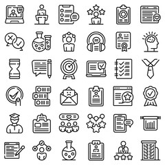 Sticker - Experience icons set. Outline set of experience vector icons for web design isolated on white background