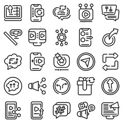 Poster - Repost icons set. Outline set of repost vector icons for web design isolated on white background