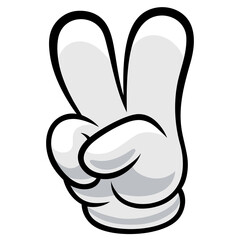 A sign of peace. Gesture V sign of victory or peace, hand of a cartoon character, icon for apps, websites, T-shirts, etc., isolated on a white background