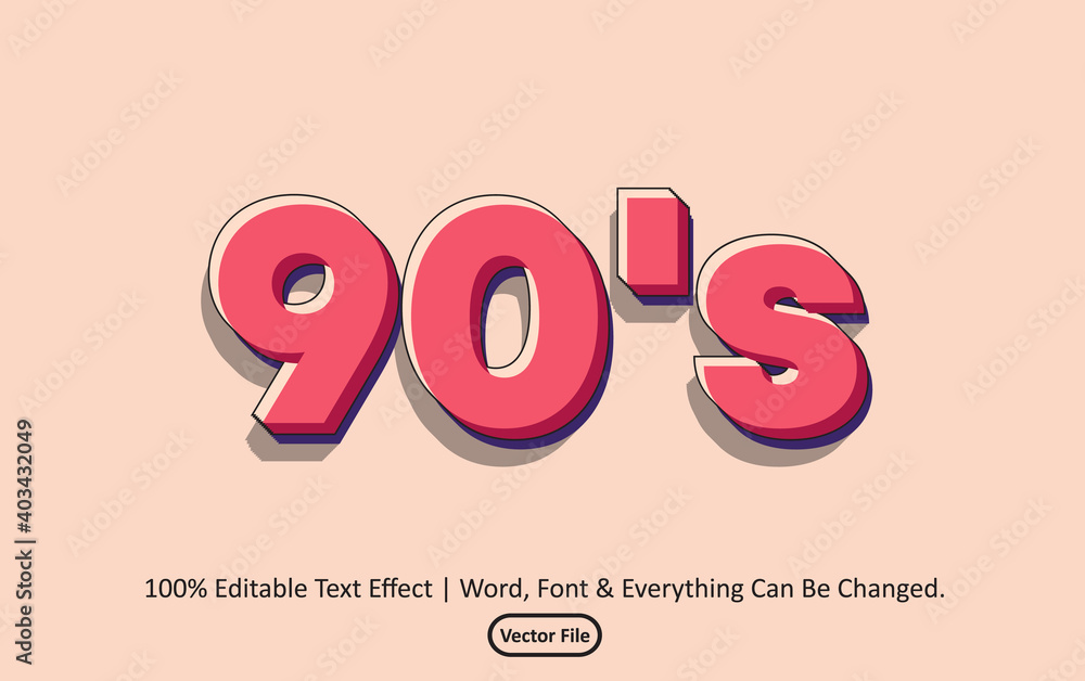 90's Retro Editable Text Effect Stock Vector | Adobe Stock
