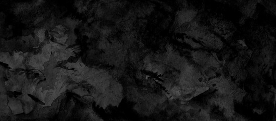 Wall Mural - black watercolor grunge dark shaded background for banners, prints
