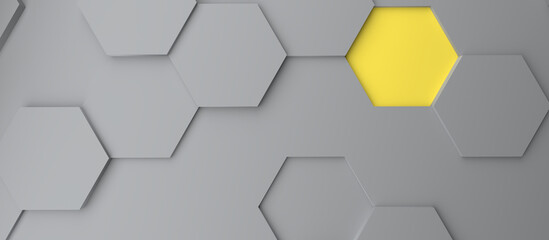 Wall Mural - Abstract modern grey and yellow honeycomb background