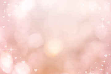 Wall Mural - abstract blur soft gradient pink color background with heart shape and star glitter for show,promote