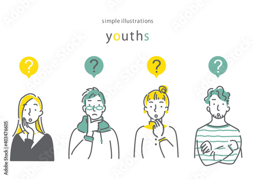 考えている人 男女4人セット シンプルでお洒落な線画イラスト Vector De Stock Adobe Stock 考えている人 男女4人セット シンプルでお洒落な線画イラスト Vector De Stock Adobe Stock