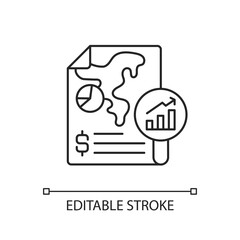 Financial report linear icon. Formal records of financial activities of business. Thin line customizable illustration. Contour symbol. Vector isolated outline drawing. Editable stroke