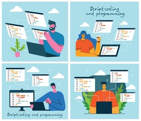 Programming and coding, Website development, Web design.Flat design modern vector illustration concept.