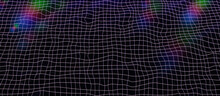 Retro - Space Swimming Pool Ripples Grid Lines Surface Illustration, Analog VHS Glow Rgb Light Glitch 80s Vibe Style, Tech - Summer Nostalgic Feelings