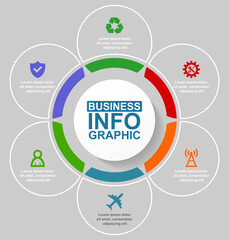 Leinwandbilder - Infographic vector template for presentation, chart, diagram, graph, business concept with 6 options