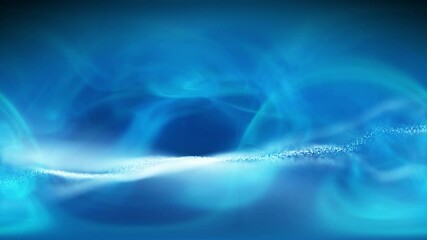 Wall Mural - magic blurry waves with mystic light streaks animation. shining dots slowly waving on dark blue copy