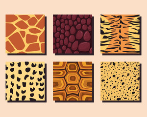 Poster - animal print background symbol set frames vector design