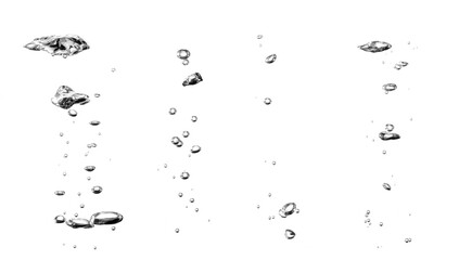 Wall Mural - collection water bubble black oxygen air, in underwater clear liquid with bubbles flowing up on the water surface, isolated on a white background