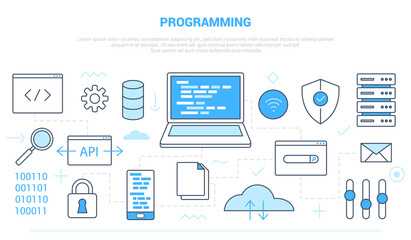 Wall Mural - programming code software development campaign for website homepage template landing page banner wit