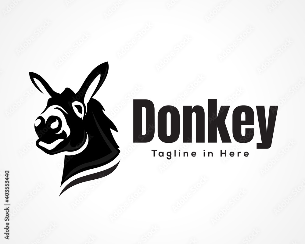 elegant stylized head donkey horse logo, icon, symbol design inspiration