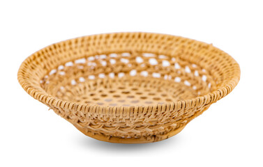 Wall Mural - Empty Wicker basket on white background.