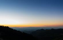 Mountain View Morning Of The Hills Around Landscape Of Doi Samer Dao In Sri Nan National Park , Nan Of Thailand