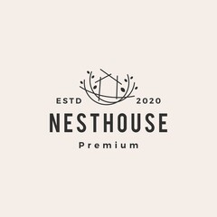 Wall Mural - nest house hipster vintage logo vector icon illustration