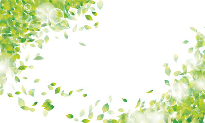 Wall Mural - 水彩風　新緑ふわっとキラキラフレームWatercolor Series: Fresh Green Soft Sparkling Frame