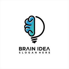 Wall Mural - Brain Idea Logo Design Vector, Creative Bulb Brain Logo Design Temptate, smart bulb logo vector isolated, simple logos of light bulbs and neurons.