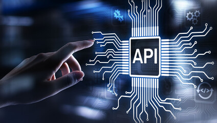 API - Application Programming Interface, software development tool, information technology and business concept.