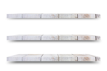 Aufkleber - Shelf wooden isolated on a white background and display montage for the product Embed Clipping Path separate with black shadows.